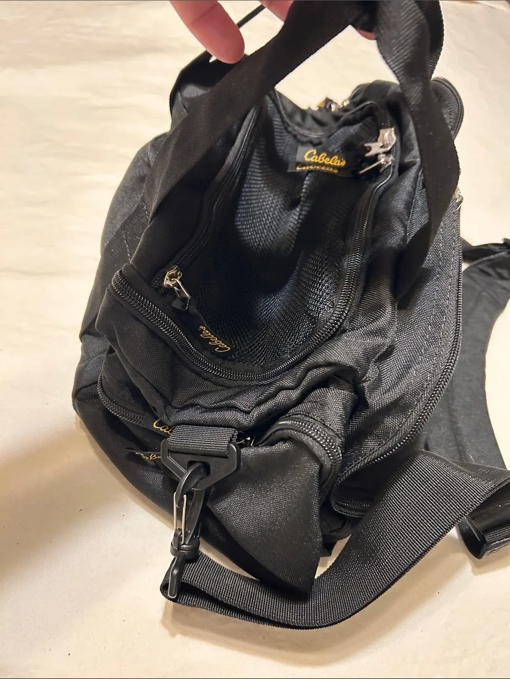 Cabela's Black Messenger Bag with Gold Logo